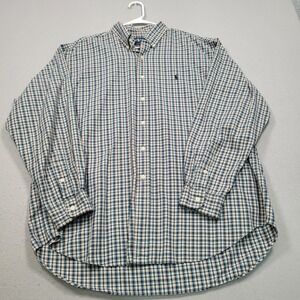 Ralph Lauren Blake Mens XL Blue Plaid Button Down Long Sleeve Cotton Shirt